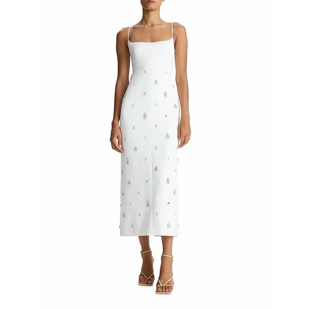 A.L.C. White Embellished Slip Midi Dress